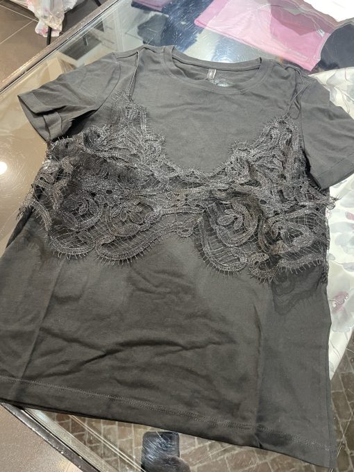 T-shirt con applicazione in pizzo Only - immagine 3