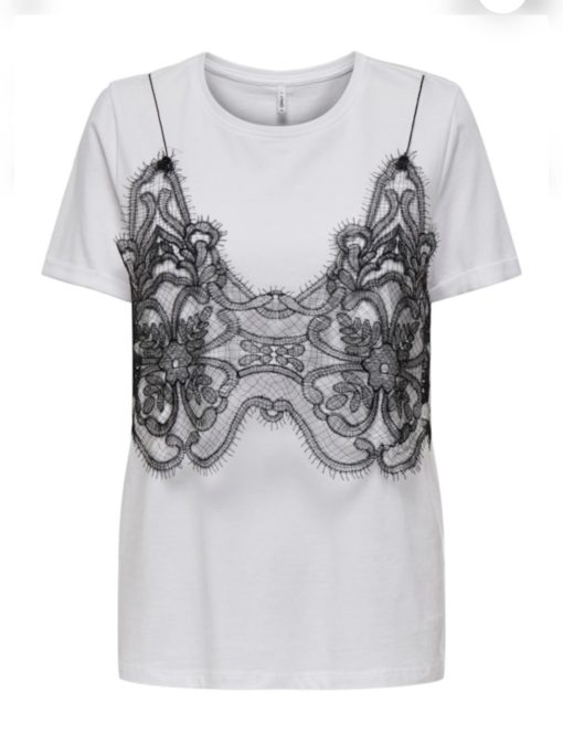 T-shirt con applicazione in pizzo Only - immagine 6
