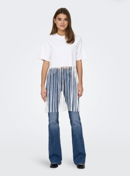 T-shirt Only in cotone con frange sotto
