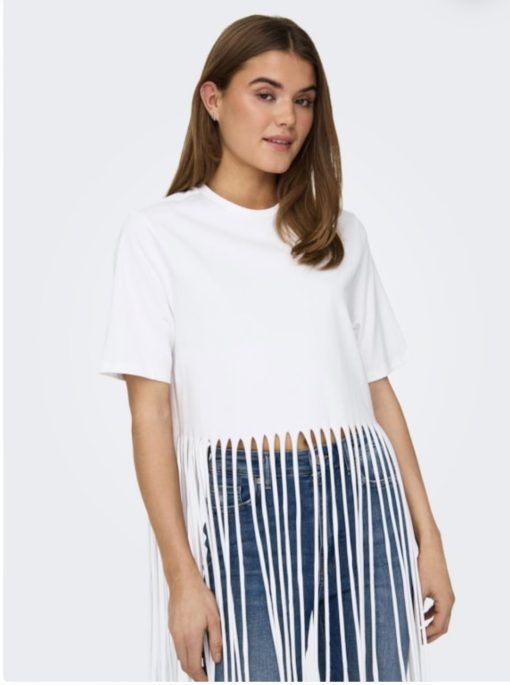 T-shirt Only in cotone con frange sotto - immagine 3
