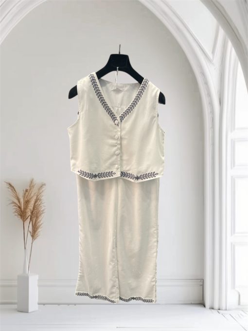 Coordinato Lino e cotone con gilet - immagine 4